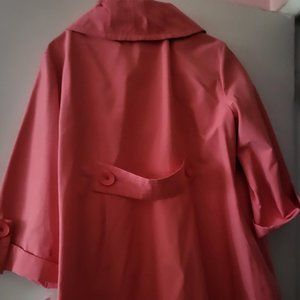 Larry Levine Womens Plus Sz 1X  Light Weight Coat Coral Lined Jacket EUC